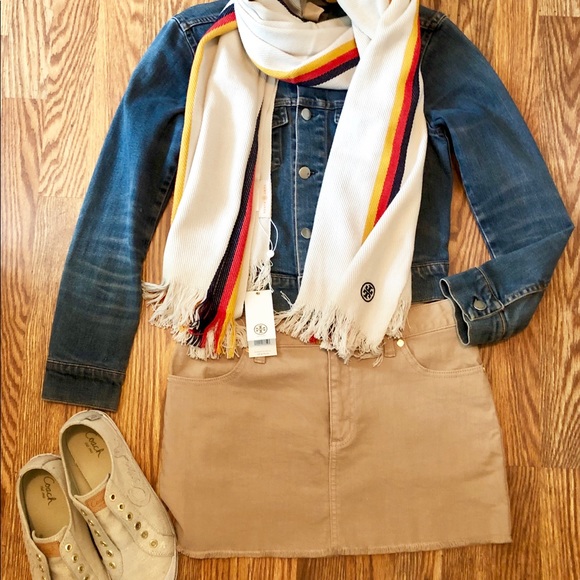 TORY BURCH Khaki Denim Mini Skirt, Size 27 - Picture 2 of 6